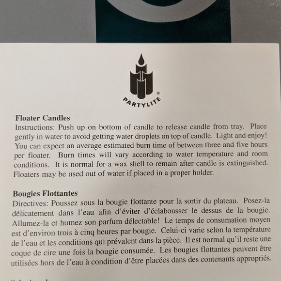 NIB! Rare! PartyLite Floater Candles F1000 Lemon & Kiwi ,Yellow & Green Flowers - Picture 7 of 9